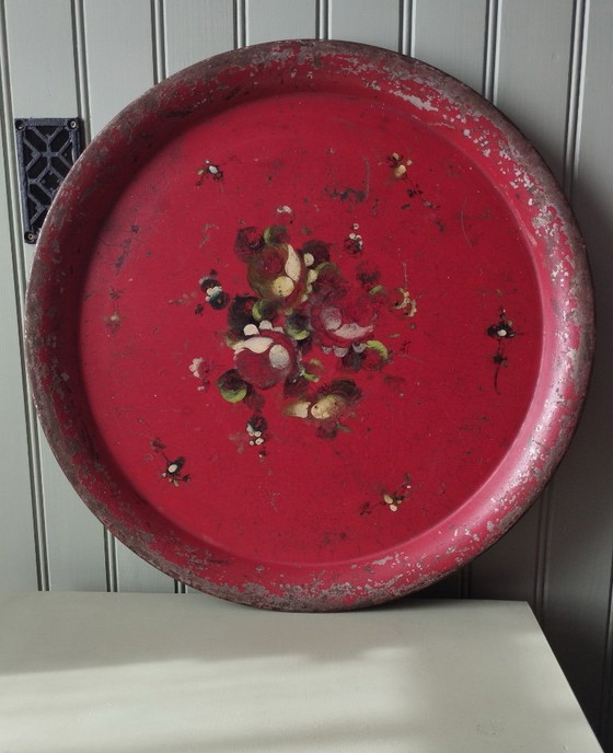 Image 1 of Sehr großes Napoleon III. Tablett aus lackiertem Blech