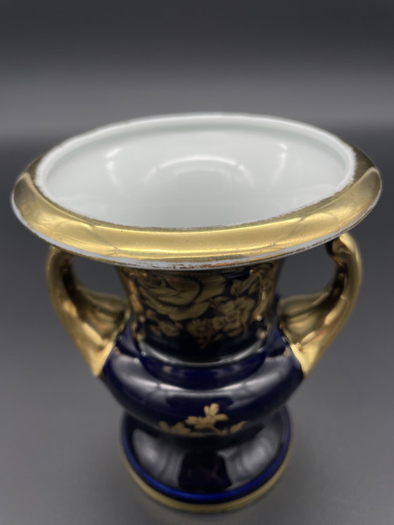 Royal Porzellan Bavaria KPM Handled Vase Real Cobalt Gold Decor 13.5 cm – Porcelain (photo 10 of 10)