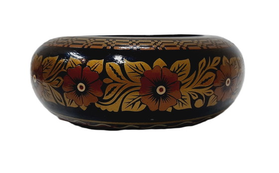 Image 1 of Vintage Hand-Carved & Painted Wooden Bowl (Likely Colombian Mopa Mopa)