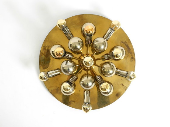 Image 1 of Original 1970s large Cosack Sputnik Space Age ceiling lamp in brass color