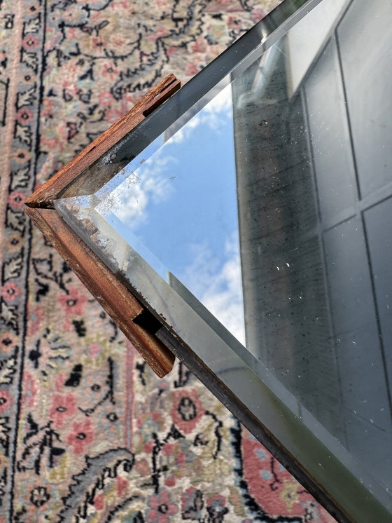 Image 1 of Small wooden coffee table and mirror from the 1950s