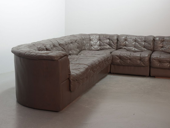 Image 1 of Excellent Mid-Century De Sede DS11 Patched Seal Brown Leather Modular Sofa, 6 Elements. Germany, 1970s.