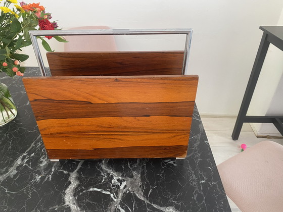 Image 1 of Portagiornali di metà secolo in palissandro e cromo