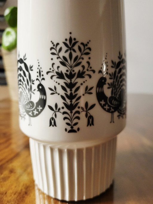 Vintage vase with peacock motif, Krautheim, Bavaria, porcelain, 1970s
