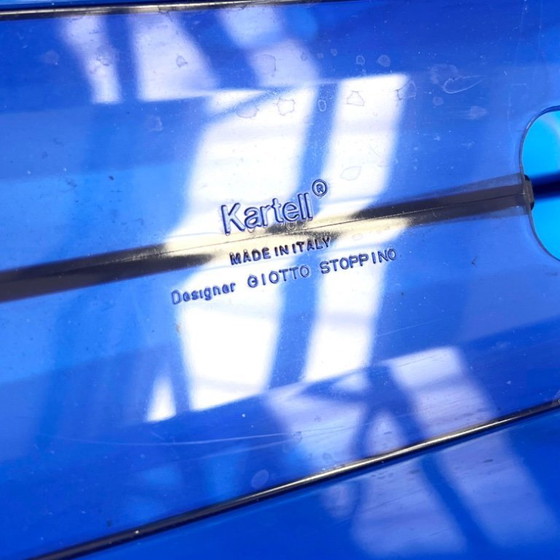 Image 1 of Lucite Blue Magazine Rack by Giotto Stoppino for Kartell, 1970s