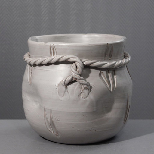 Very large glazed ceramic pot cover forming a purse France 20th century