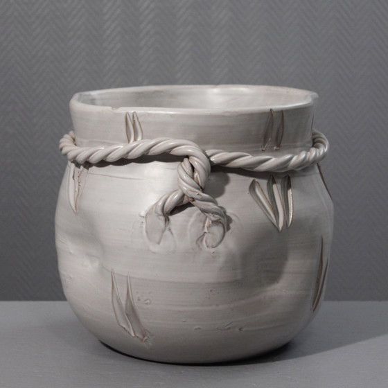 Image 1 of Very large glazed ceramic pot cover forming a purse France 20th century