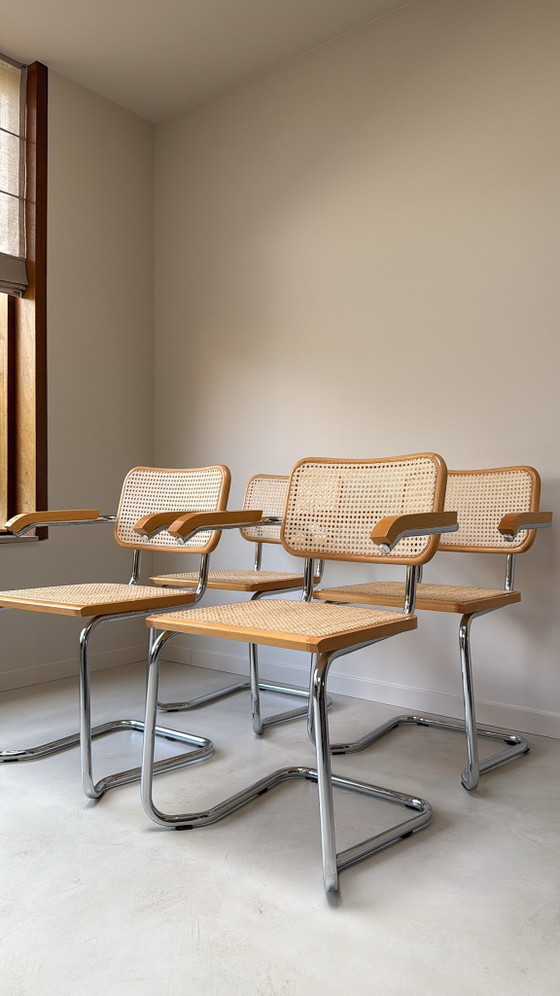 Vier vintage Cesca stoelen – Eetkamerstoelen, Hout, Rieten (photo 2 of 9)