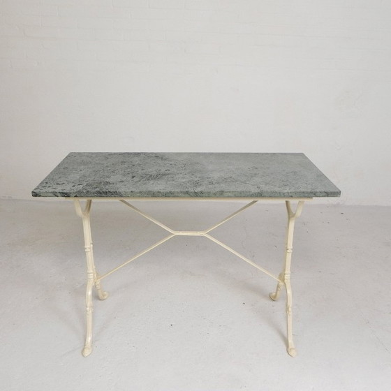 Image 1 of Gartentisch, Bistrotisch mit Marmorplatte, 1950er Jahre