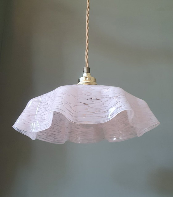 Image 1 of Lampada a sospensione vintage in vetro di Clichy, anni '30, lampada da soffitto Art Déco