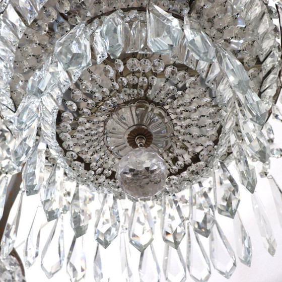 Image 1 of Spectacular Chandeliers with Large Crystal Drops, Italy Early 20th Century