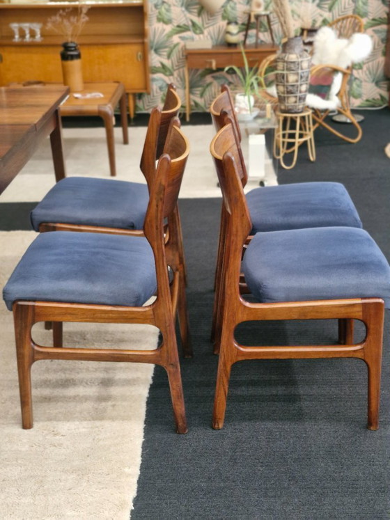Image 1 of Set da pranzo vintage con tavolo allungabile e 4 sedie in palissandro, anni '70