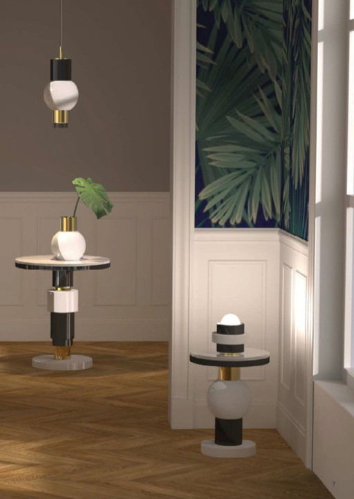 Casalto Vendome Designer-Tischleuchte aus Keramik – Messingdetails