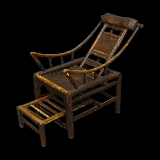 Image 1 of Antique Chinese Handcrafted Bamboo Lounge Chair, 1860S