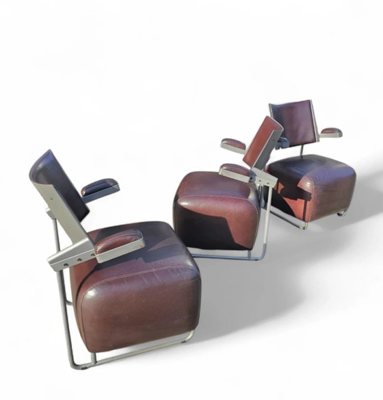 3 x Oscar Sessel von Harri Korhonen für Inno Interior Oy / braunes Leder / 1980er Jahre – Leather (photo 2 of 14)