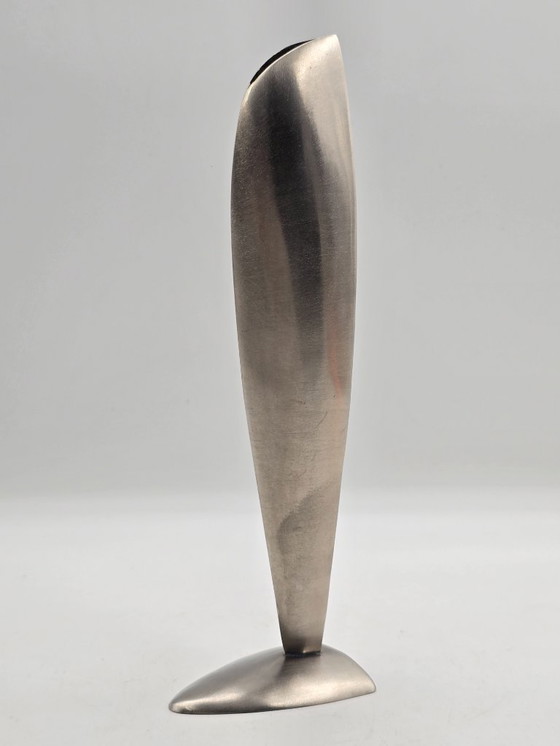 Image 1 of Vintage industriële massief RVS vaas