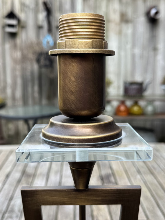 Image 1 of 🔷 UNICUM | Il Paralume Marina Bronze Table Lamp | Italian Design | Murano Glass | 1987-1995