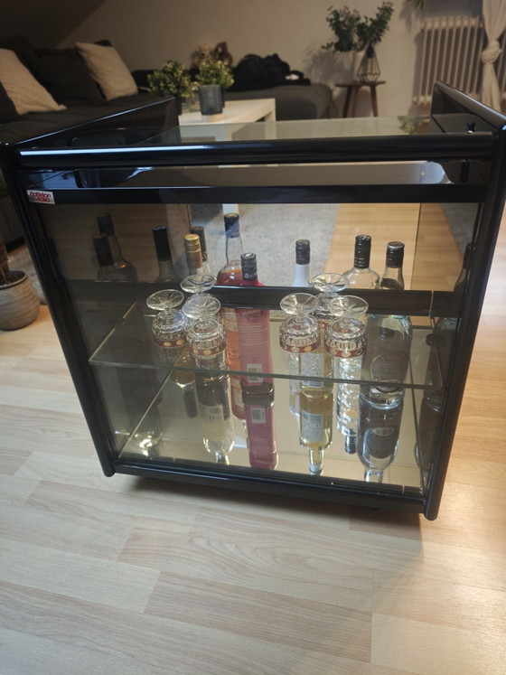 Original Cattelan Italia Bar Cabinet / Bar Cart Vintage 1980s, Display cabinets, Glass, Metal, Black (photo 3 of 6)