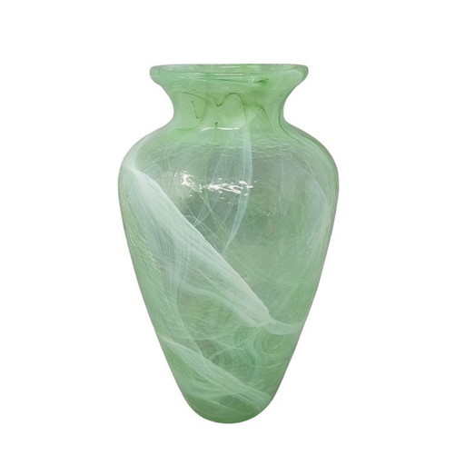 Exquisite, handgefertigte grüne Vase aus Muranoglas von Michielotto aus den 1970er Jahren. Madinteriorart von Maden