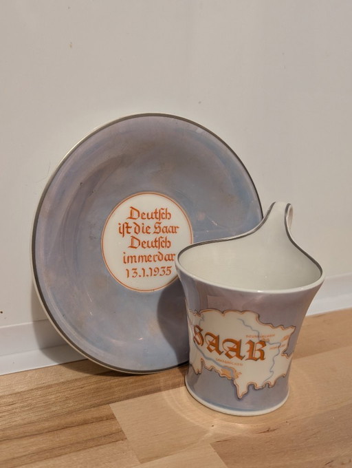 Antiker KPM Berlin Gedenkbecher „Saarabstimmung 13.1.1935“ – Zeptermarke