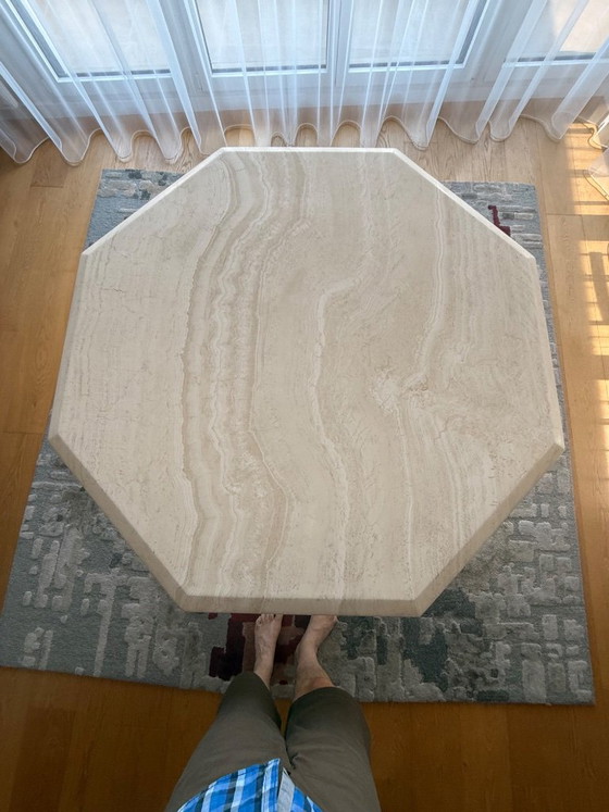 Prachtige ARTELANO tafel van zeshoekig travertijn, 1,30 m x 1,30 m – Eettafels, Stone, Travertin (photo 2 of 6)