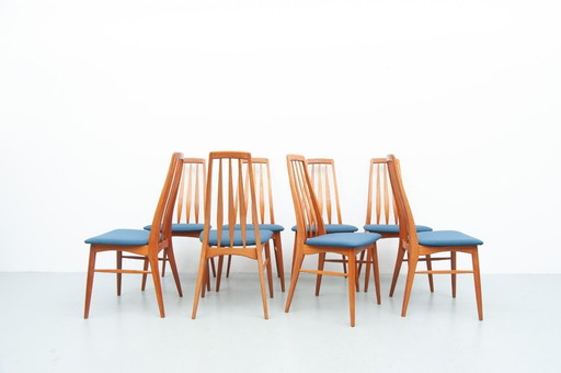 8x sillas de teca "Eva" de Niels Koefoed para Koefoed Hornslet (años 60)