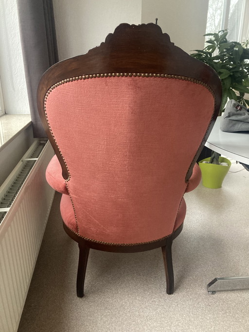 Poltrona Luigi Filippo in velluto rosso