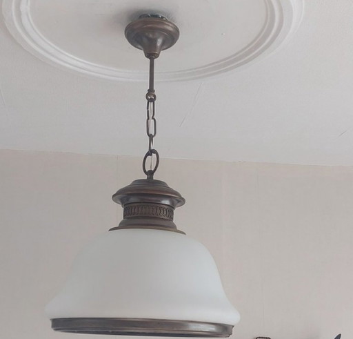 Vintage lamp 1970 fully restored and new electrical wiring – hanglampen, Glass, Metal (photo 2 of 11)