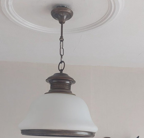 Vintage lamp 1970 fully restored and new electrical wiring – Pendant lamps, Glass, Metal (photo 2 of 11)