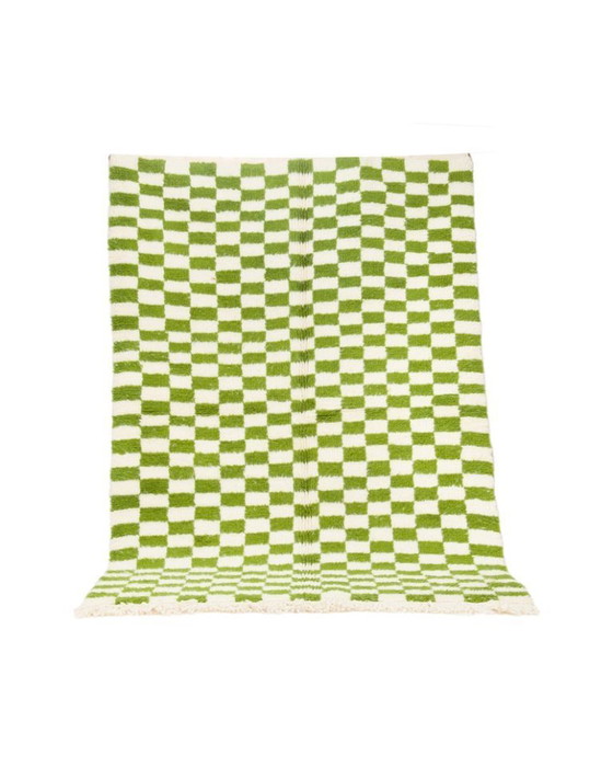 Image 1 of Grüner marokkanischer Teppich mit Karomuster