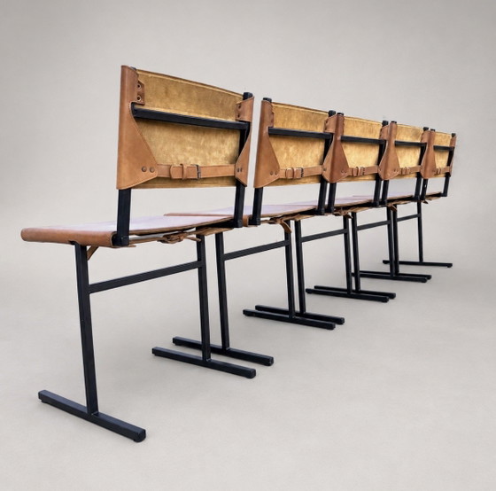 5 sedie Memento — Jesse Sanderson per WDSTCK, pelle color cognac – Sedie da pranzo, Leather, Metal (photo 8 of 15)