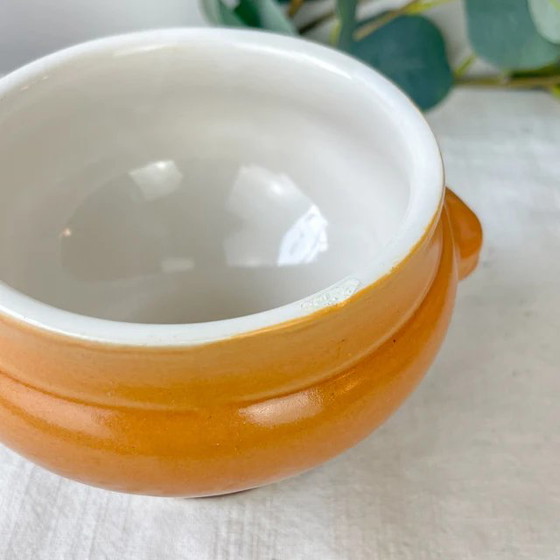 5 Ciotole Vintage Emile Henry Ceramica Testa Leone Zuppa Cipolle - Sfumatura Miele/Marrone, Francia - (photo 5 of 9)