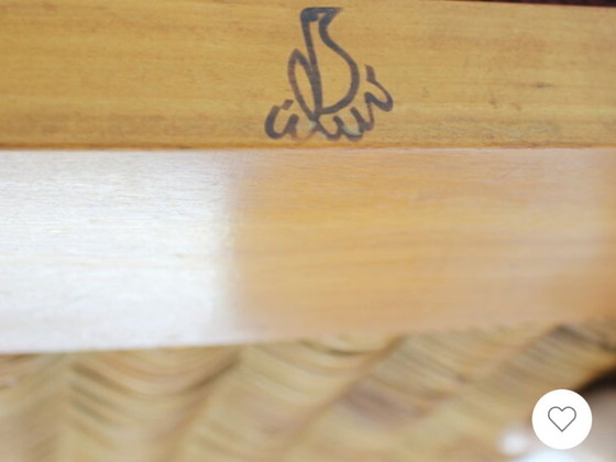 Image 1 of Skulpturaler Sessel aus Buche und Rattan mit Fußhocker von ÚĽUV, 1960er Jahre