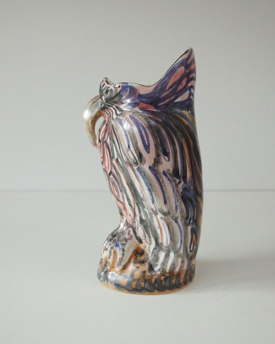 Image 1 of Vase vintage en céramique en forme de hibou grotesque, Espagne, années 1970