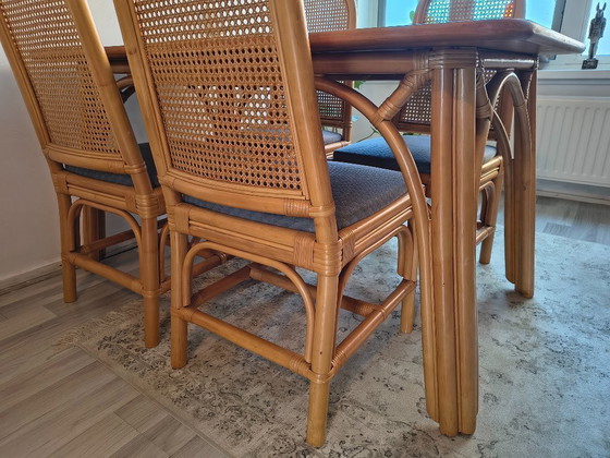 Vintage Rotan / Manou Eethoek – Boho & Webbing (Compleet) – Eetkamerset, Wicker, Textile (photo 3 of 10)