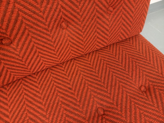 Image 1 of Fauteuil chauffeuse moderniste vintage en tissu et métal chromé des années 60 70