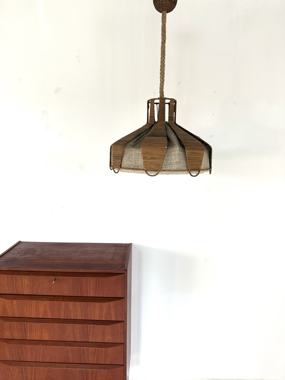 Image 1 of Vintage hanglamp in wol & riet ‘60