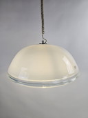 Italian pendant lamp in frosted glass with a transparent edge