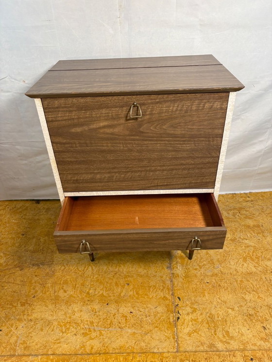 Image 1 of Mid Century Retro Teak & Lamination Cocktail Bar Cabinet (Circa 1950–1960)  A stunning and playful example of mid century design