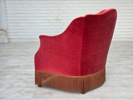 Años 70, Sillón danés, Terciopelo para muebles, Patas de madera de fresno. – Sillones, Velvet, Wood (photo 7 of 21)