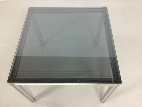Image 1 of Vintage eighties design bijzet tafel glas en aluminium 