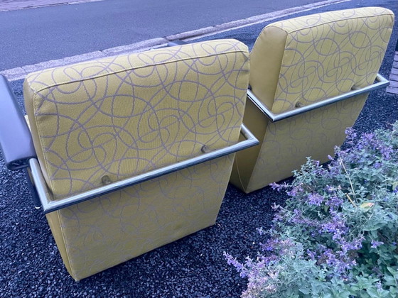 2x Leolux Scylla Ochre Yellow with Grey Arms, Armchairs, Leather, Textile (photo 3 of 6)