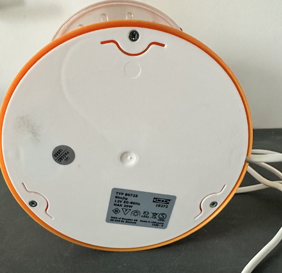 Image 1 of Lampada da tavolo vintage IKEA SKOJIG a forma di fungo – arancione con nuvole bianche