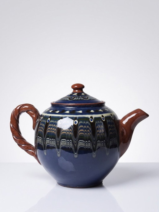 Teiera troiana vintage in terracotta smaltata, Bulgaria, anni 1970-1980