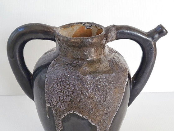 Image 1 of Französische Art-Déco-Vase von Léon Pointu, Steinzeug, Saint-Amand-en-Puisaye