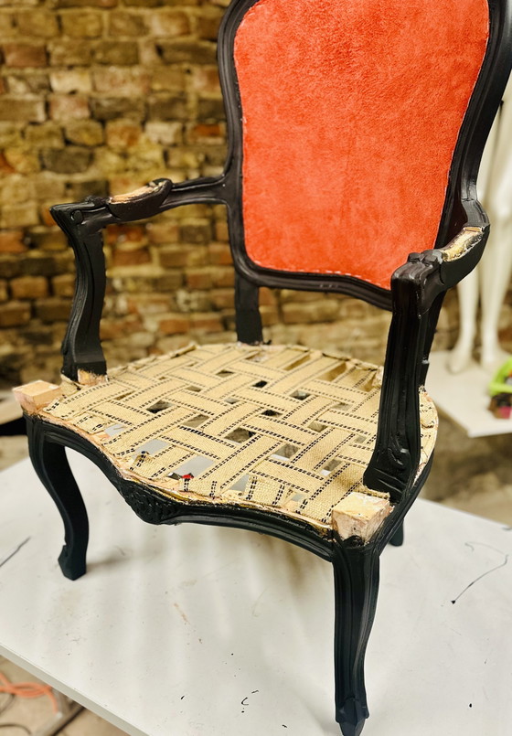 Fauteuil Louis XV vintage unique – Frida Kahlo Pop Art – Wood, Skai (photo 5 of 11)