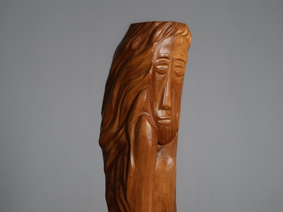 Large-Scale Figurative Oak Sculpture, Belgium, 1970s – Wood (photo 5 of 8)