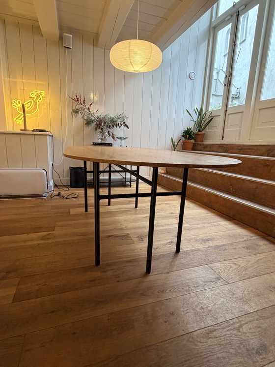 Image 1 of Menu Snaregade Oval Table Oak with black metal base