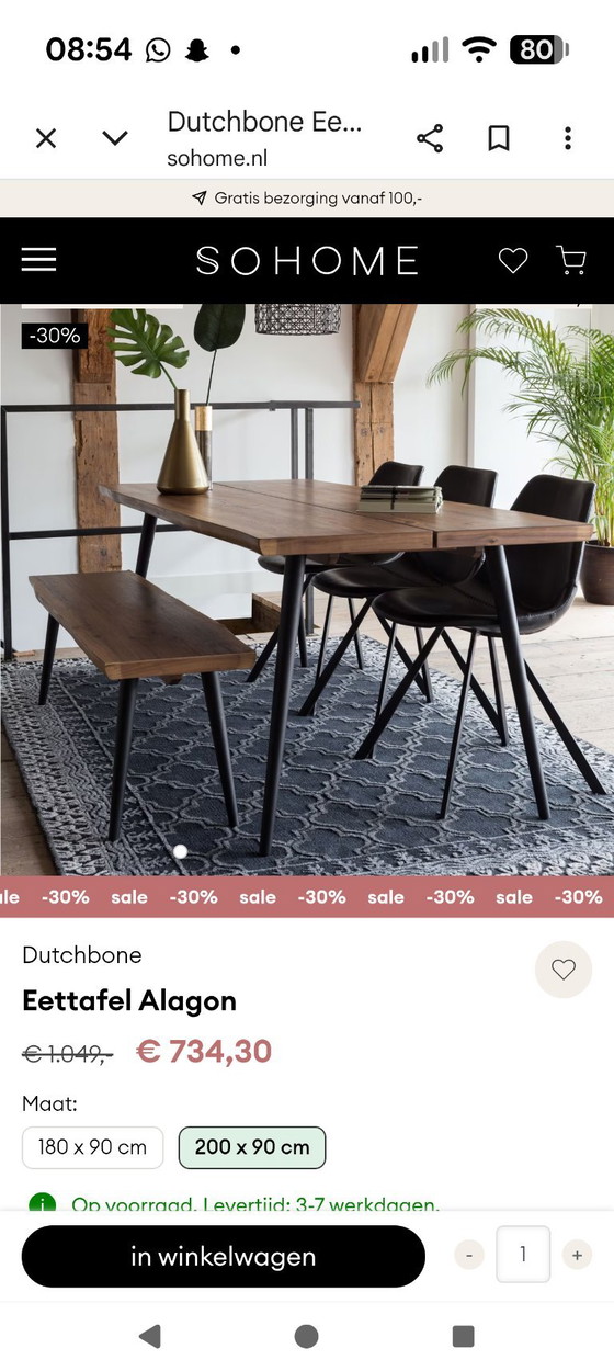 Tavolo Dutchbone Alagon 90x200 – Tavoli da pranzo, Metallo, Legno (photo 5 of 5)
