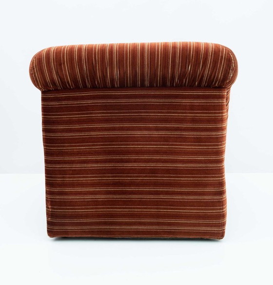 Image 1 of Set van vijf vintage Italiaanse fluwelen modulaire fauteuils en een salontafel, jaren 70.